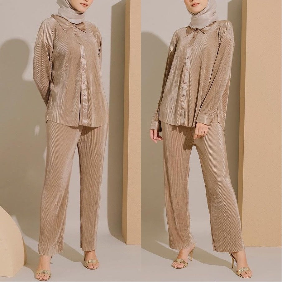 Wrinkle Plain Two Piece Pant Sets – Abayaya