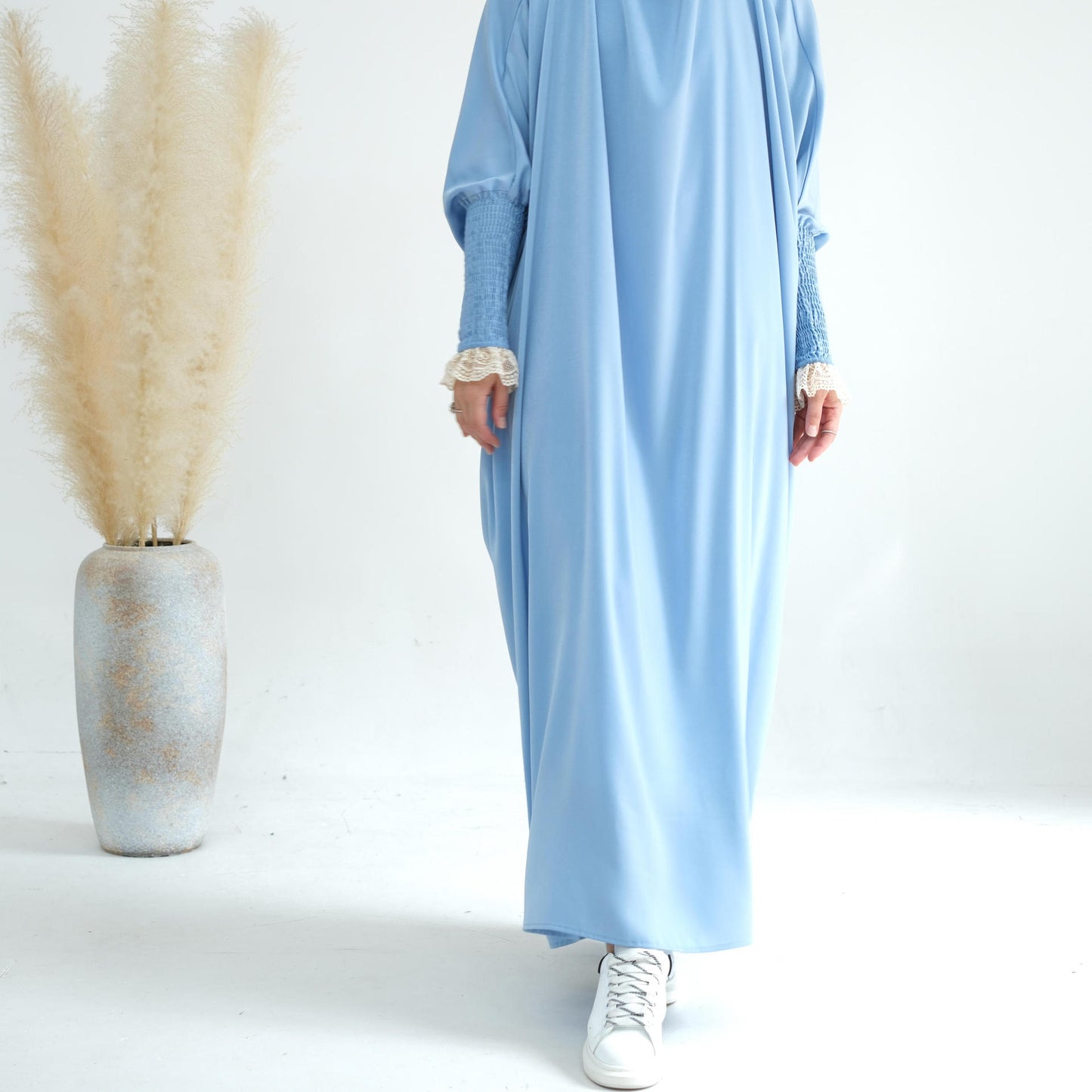 Women's Lace Cuff Loose Hooded Dress Jilbab