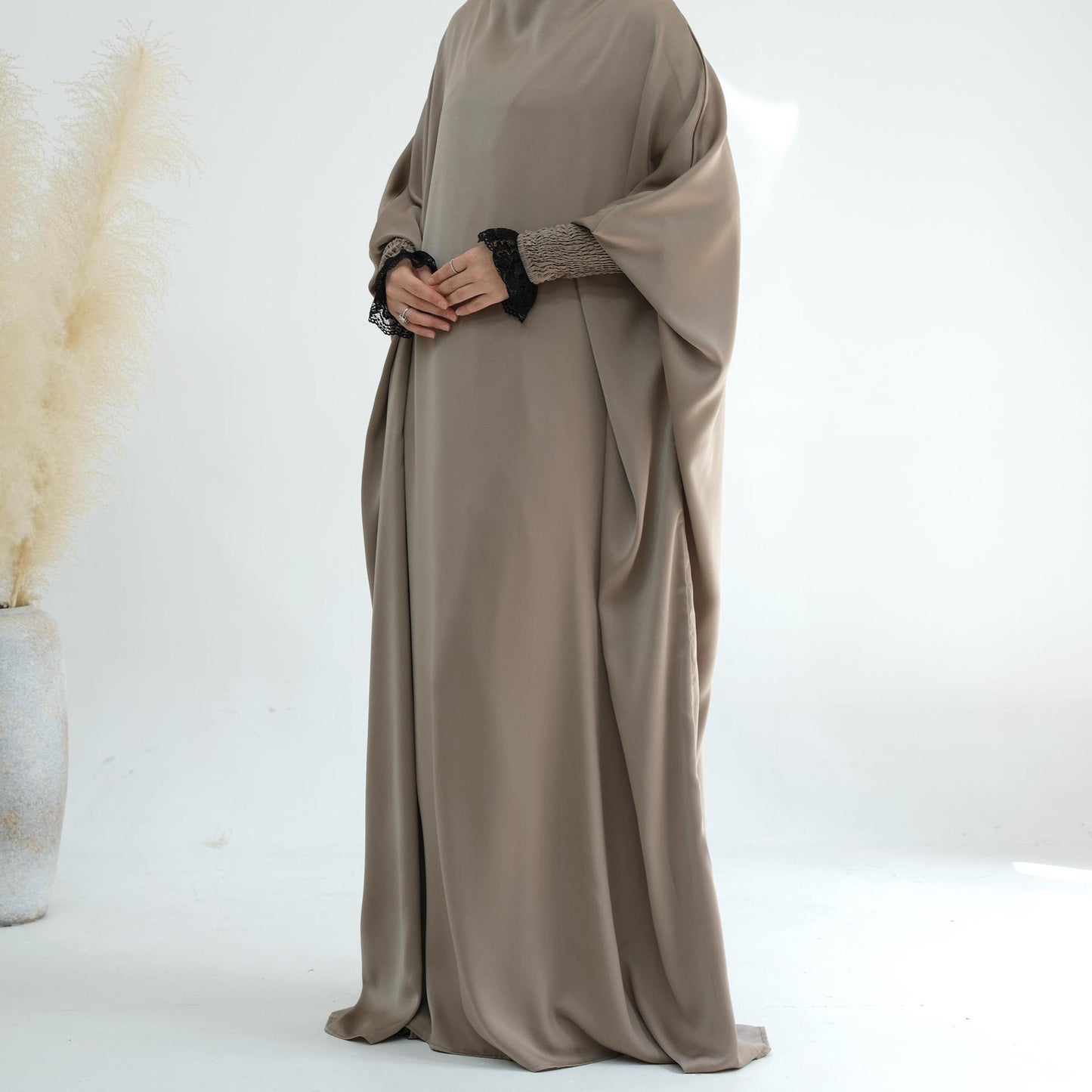 Women's Lace Cuff Loose Hooded Dress Jilbab
