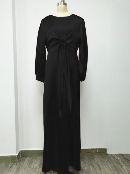 Women's Soft Lace Up Plain Abaya Dress