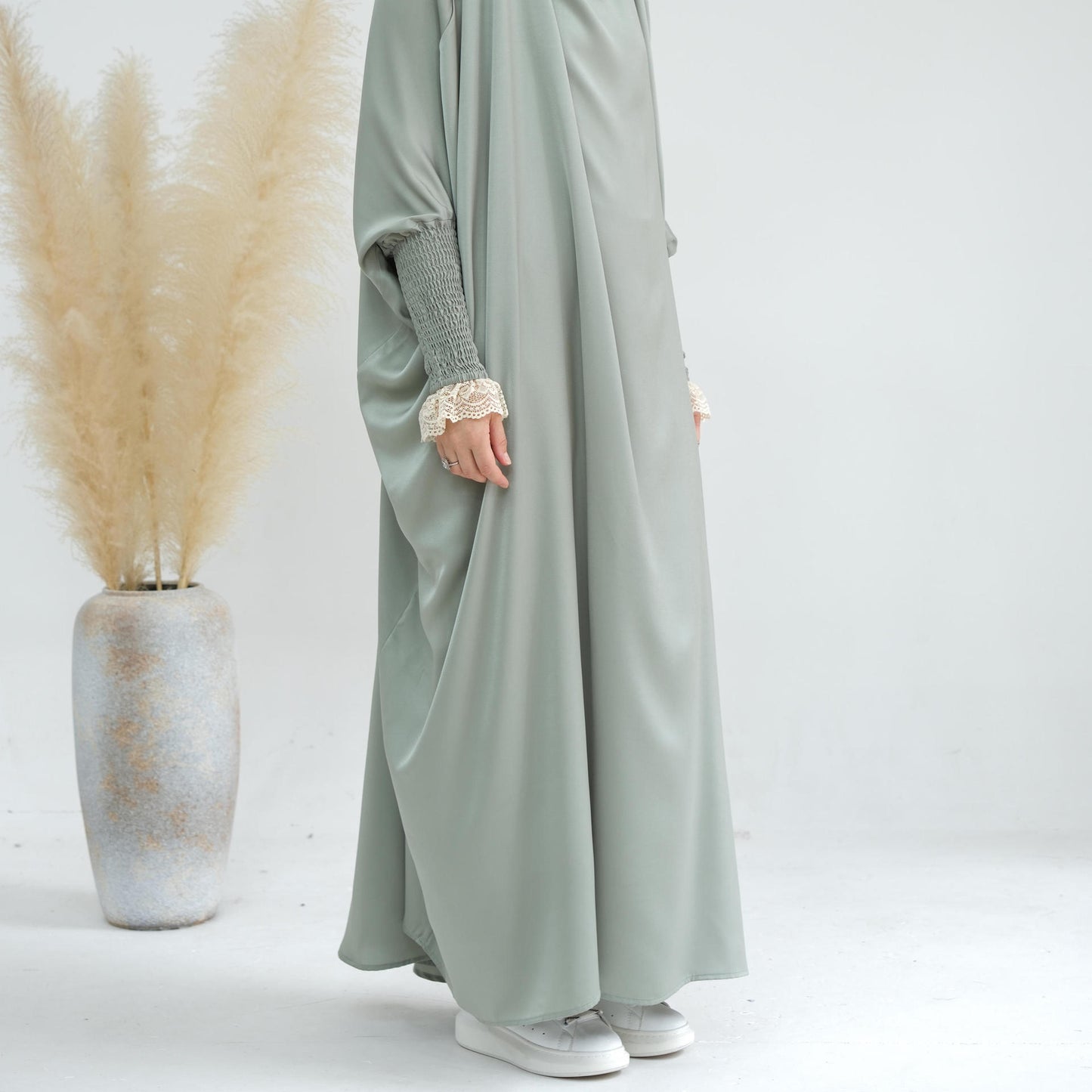 Women's Lace Cuff Loose Hooded Dress Jilbab