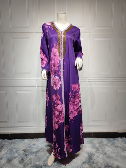 Printed Hot Diamond Arabian Dress