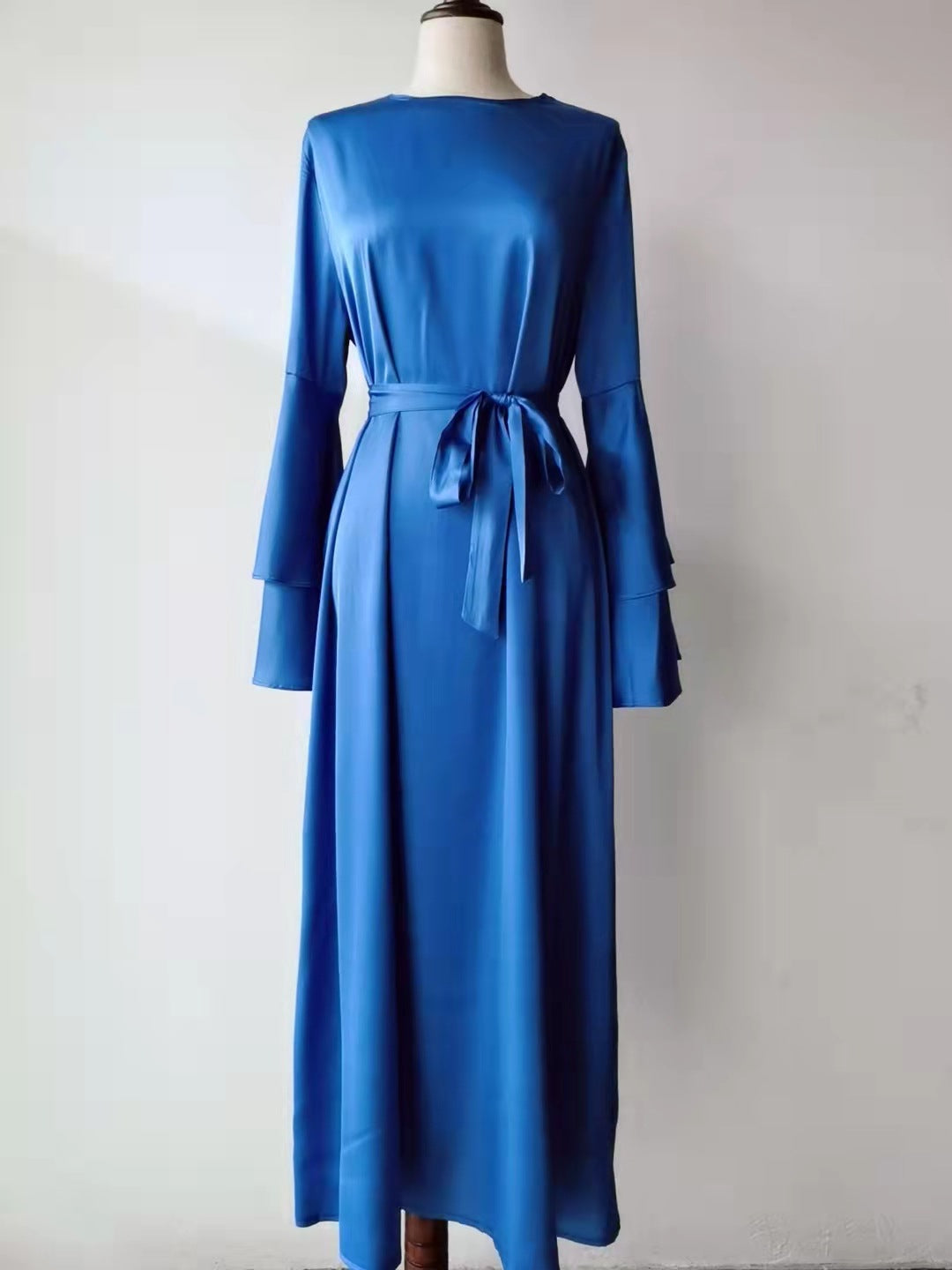 Plain Large Double Layer Flare Sleeve Abaya Dress
