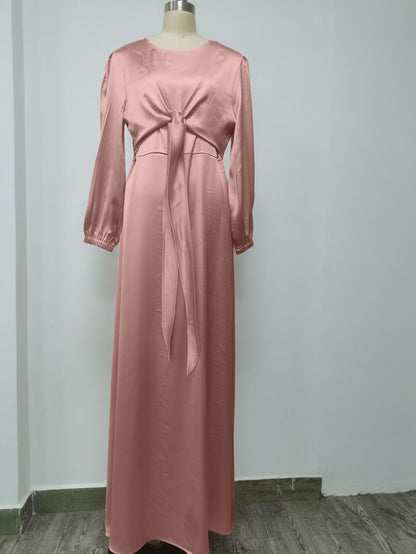 Women's Soft Lace Up Plain Abaya Dress